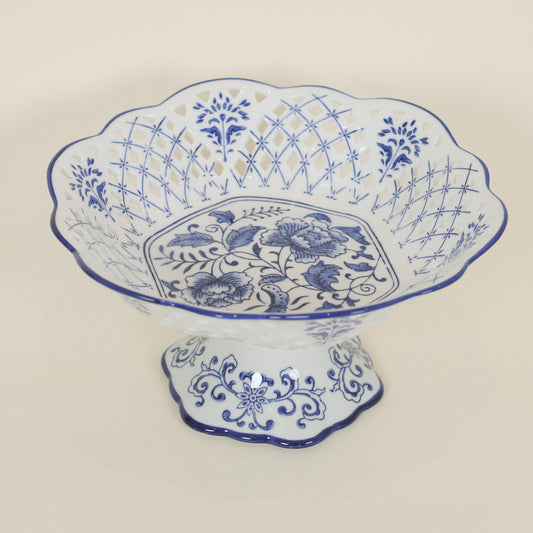 Blue & White Ceramic High Fruit Plate